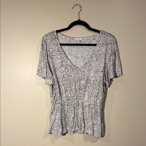 Lucky Brand White and Black Patterned Blouse